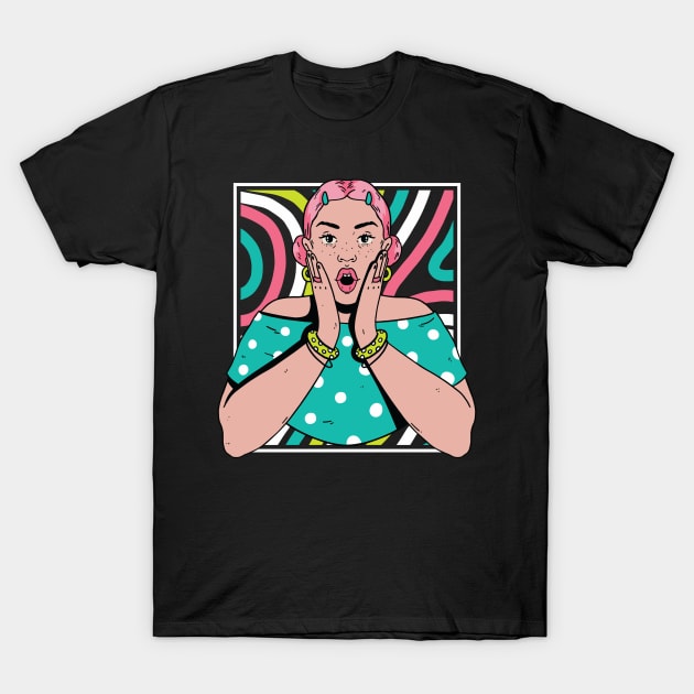 Chisme Queen Pop Art Portrait of Young Woman Gossip Vibe T-Shirt by SLAG_Creative